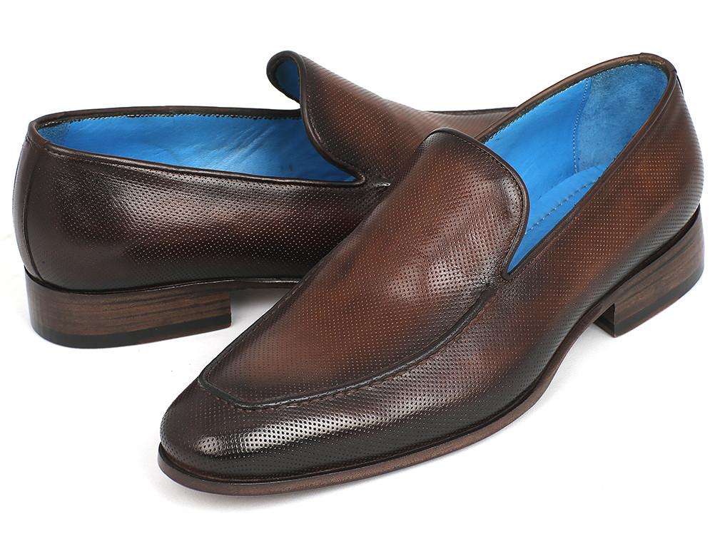Paul Parkman Perforated Leather Loafers Brown - 874-BRW