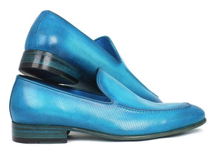 Paul Parkman Perforated Leather Loafers Turquoise - 874-TRQ