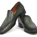 Paul Parkman Perforated Leather Loafers Green - 874-GRN