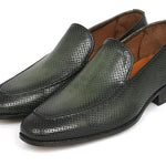 Paul Parkman Perforated Leather Loafers Green - 874-GRN