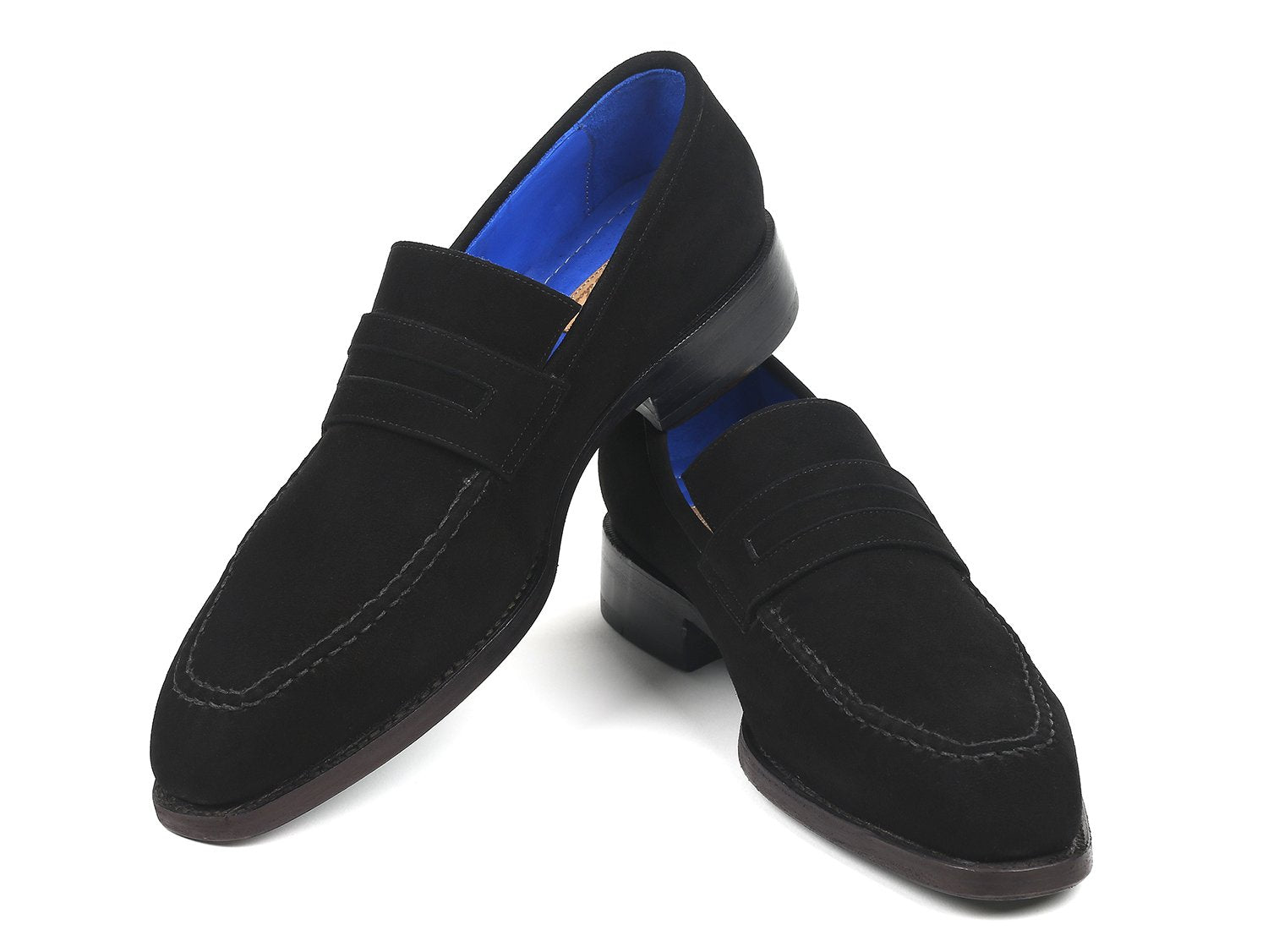 Paul Parkman Black Suede Goodyear Welted Loafers - 38AX95