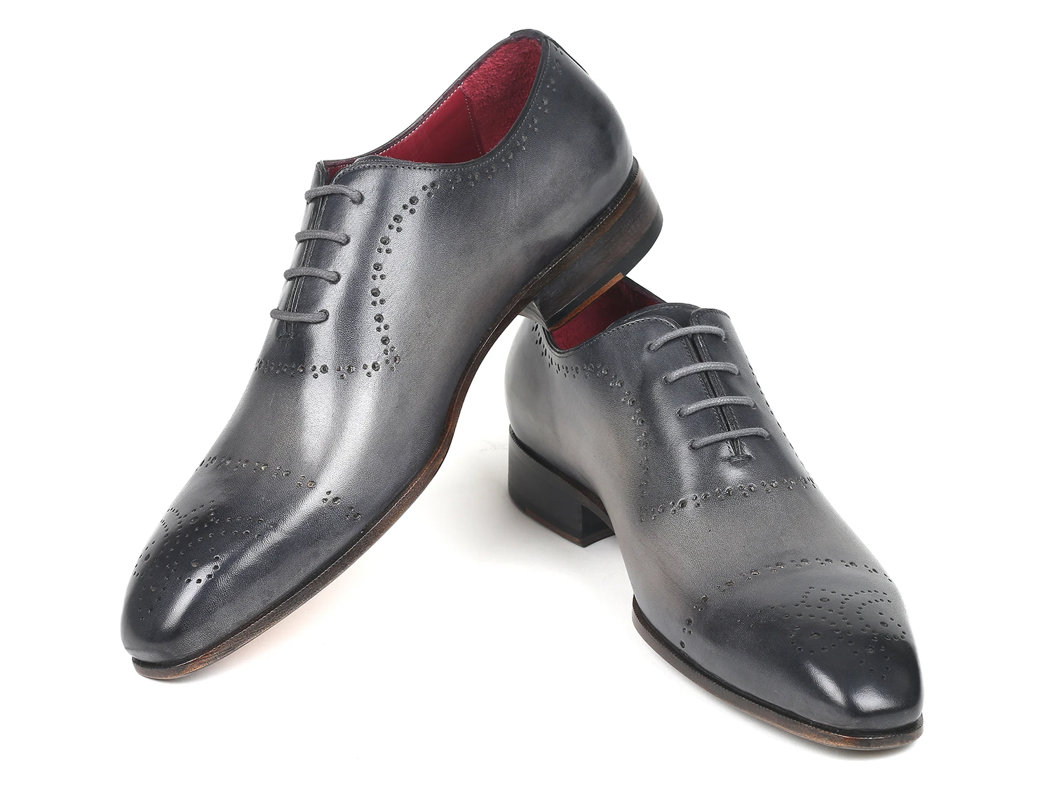 Paul Parkman Grey Hand-Painted Classic Brogues - ZLS34GRY