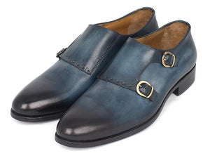 Paul Parkman Navy Double Monkstrap Shoes - HT54-NAVY