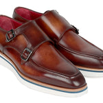 Paul Parkman Smart Casual Monkstrap Shoes Brown Leather - 189-BRW-LTH