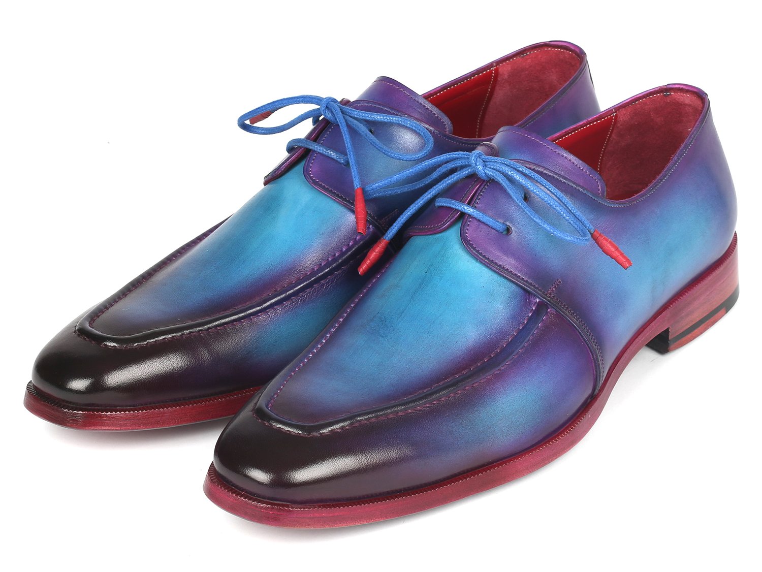 Paul Parkman Turquoise & Purple Apron Derby Shoes - 23SX84