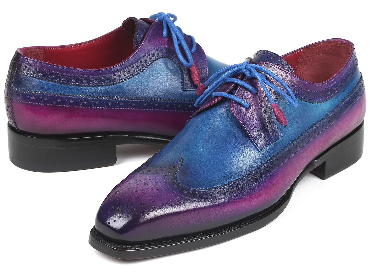 Paul Parkman Goodyear Welted Wingtip Derby Shoes Purple & Blue - 511V63