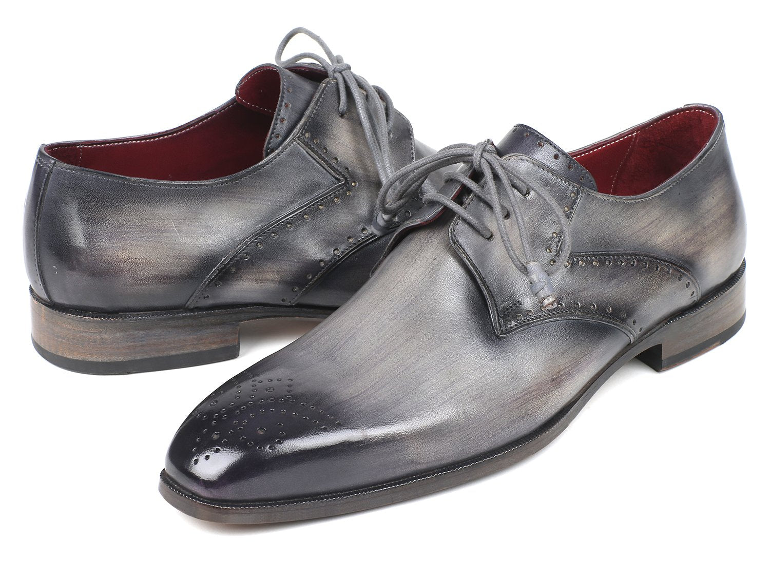 Paul Parkman Gray Medallion Toe Derby Shoes - 6584-GRY