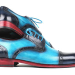 Paul Parkman Two Tone Cap-Toe Derby Shoes Blue & Turquoise - 046-TRQ