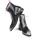 Paul Parkman Gray Burnished Leather Lace-Up Boots - BT535-GRY