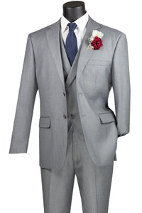 Vinci Modern Fit 3 Piece Single Breasted Suit (Light Gray) MV2TR