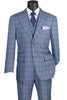 Vinci Modern Fit 3 Piece Windowpane Suit (Slate) MV2W-2