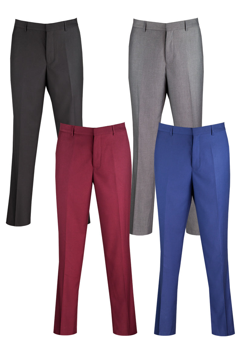 Vinci Modern Fit Flat Front Pre-Hemmed Dress Pants (Blue) OM-TR