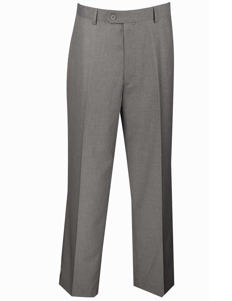 Vinci Luxurious Wool Feel Flat Front Pre-Hemmed Dress Pants (Gray) ON-900