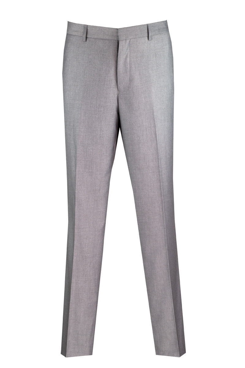 Vinci Slim Fit Flat Front Pre-Hemmed Dress Pants (Light Gray) OS-900