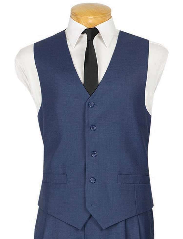 Vinci Slim Fit Single Breasted 5 Button Vest (Blue) OV-900