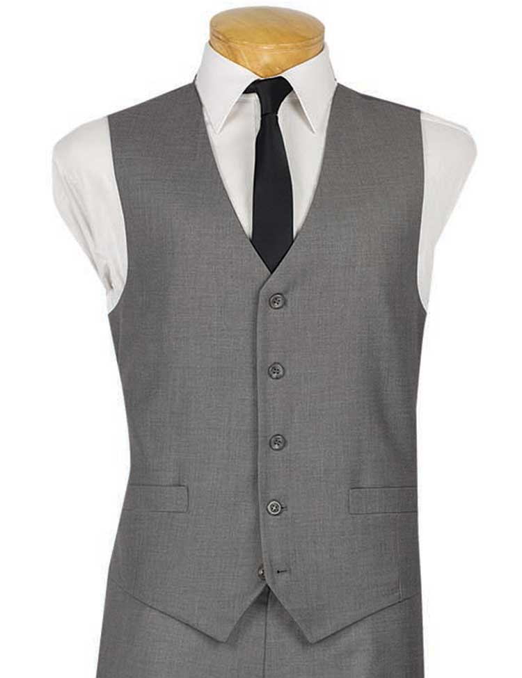 Vinci Slim Fit Single Breasted 5 Button Vest (Gray) OV-900