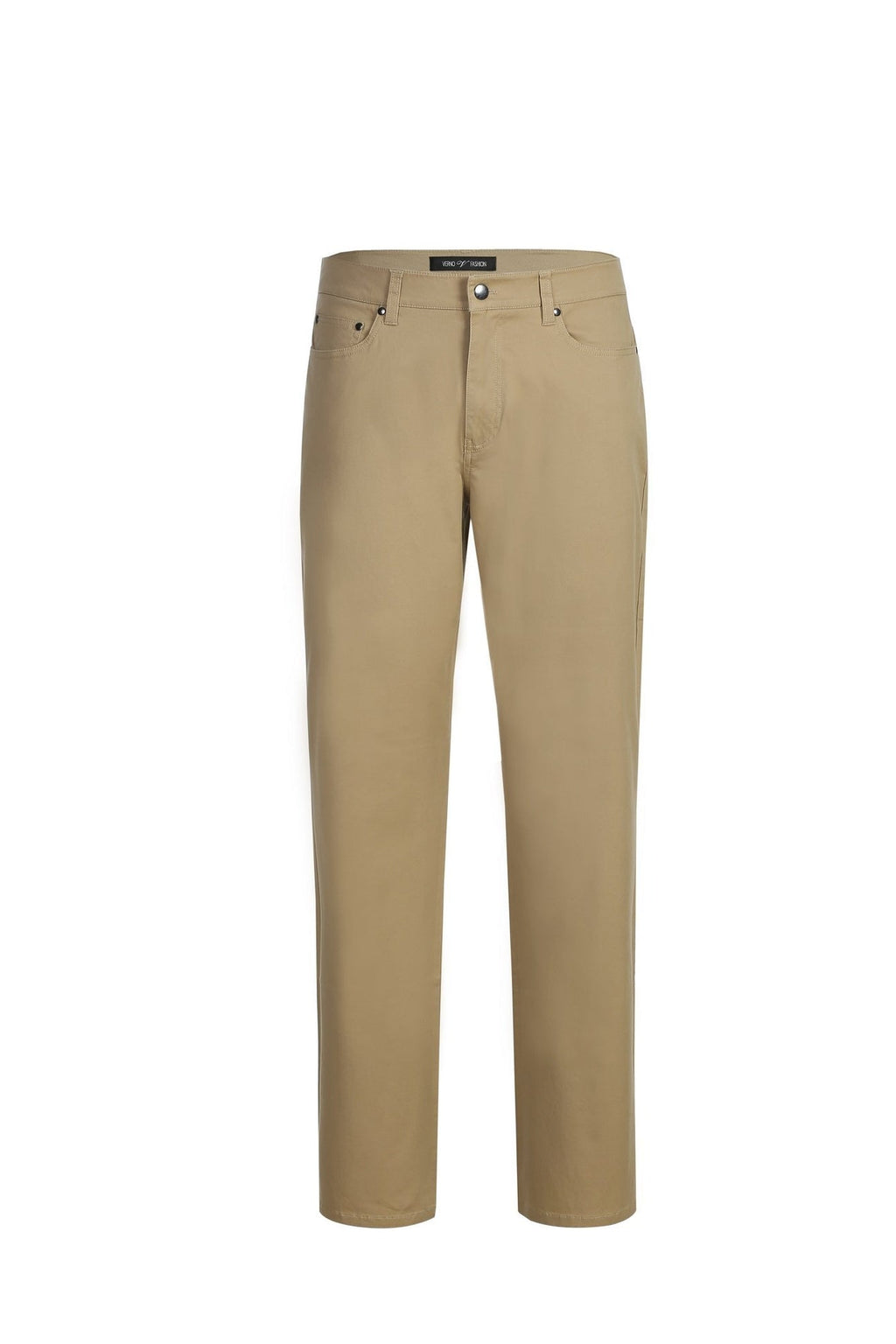 PELAGO Khaki 5-Pocket Cotton Stretch Washed Flat Front Chino Pants PF20-21