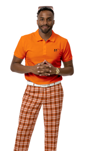 EJ Samuel Orange Plaid Pants PL48