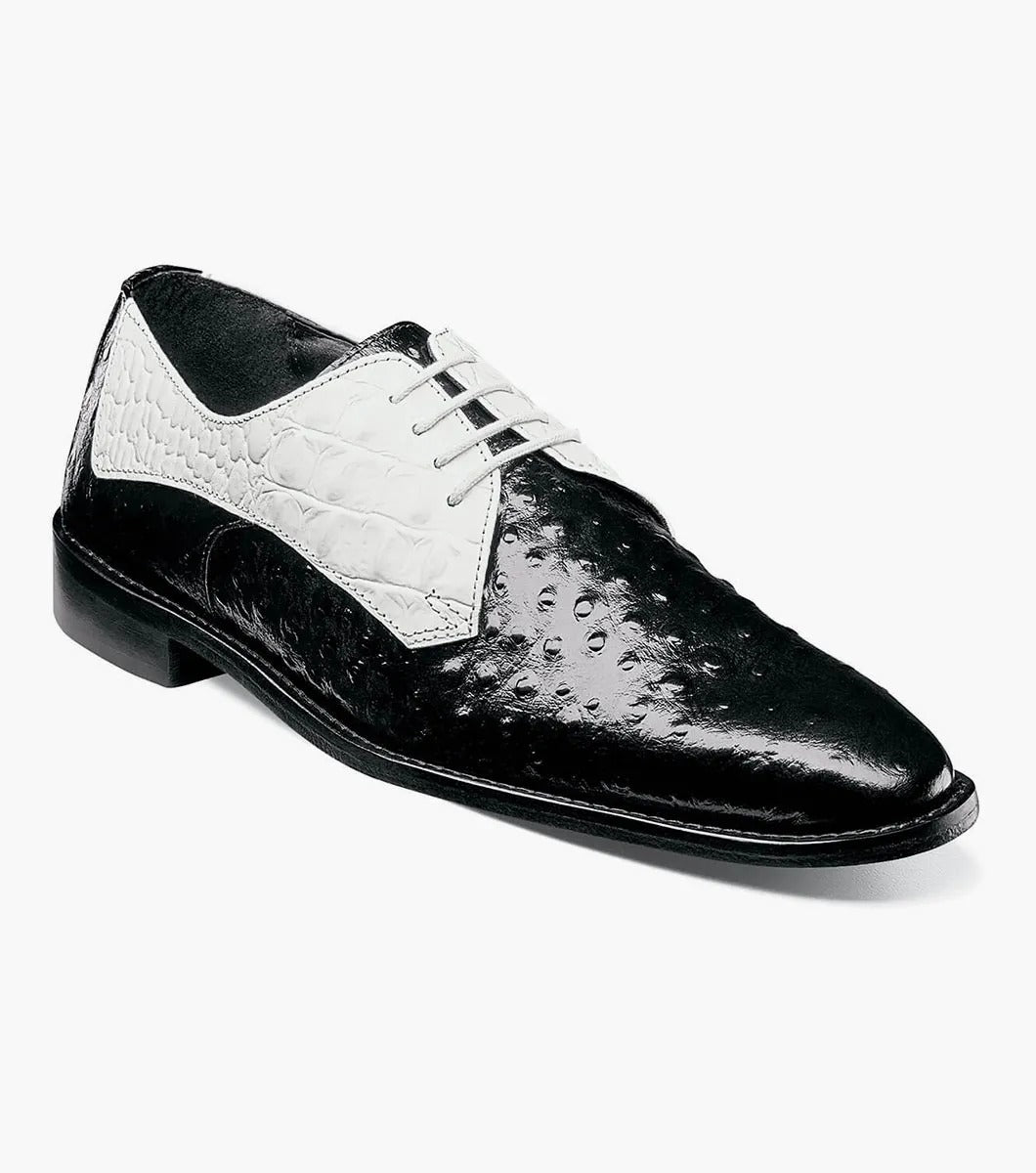 Stacy Adams - RUSSO Leather Sole Plain Toe Oxford - Black w/ White - 25273-111
