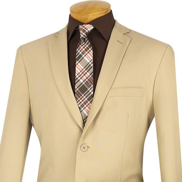 Vinci Slim Fit 2 Piece 2 Button Business Suit (Beige) S-2PP