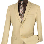 Vinci Slim Fit 2 Piece 2 Button Business Suit (Beige) S-2PP