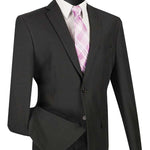 Vinci Slim Fit 2 Piece 2 Button Business Suit (Black) S-2PP
