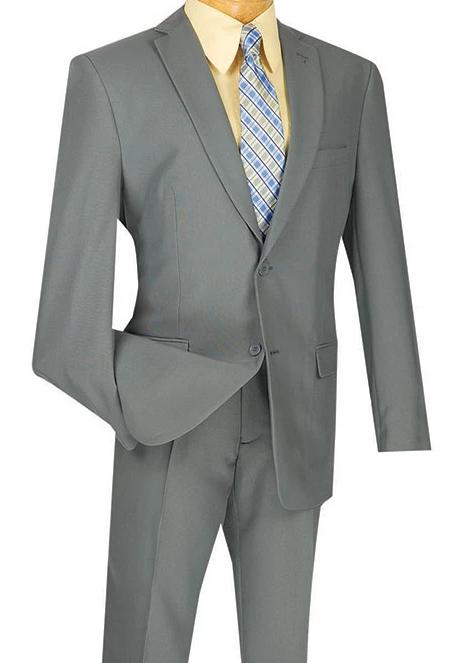 Vinci Slim Fit 2 Piece 2 Button Business Suit (Gray) S-2PP