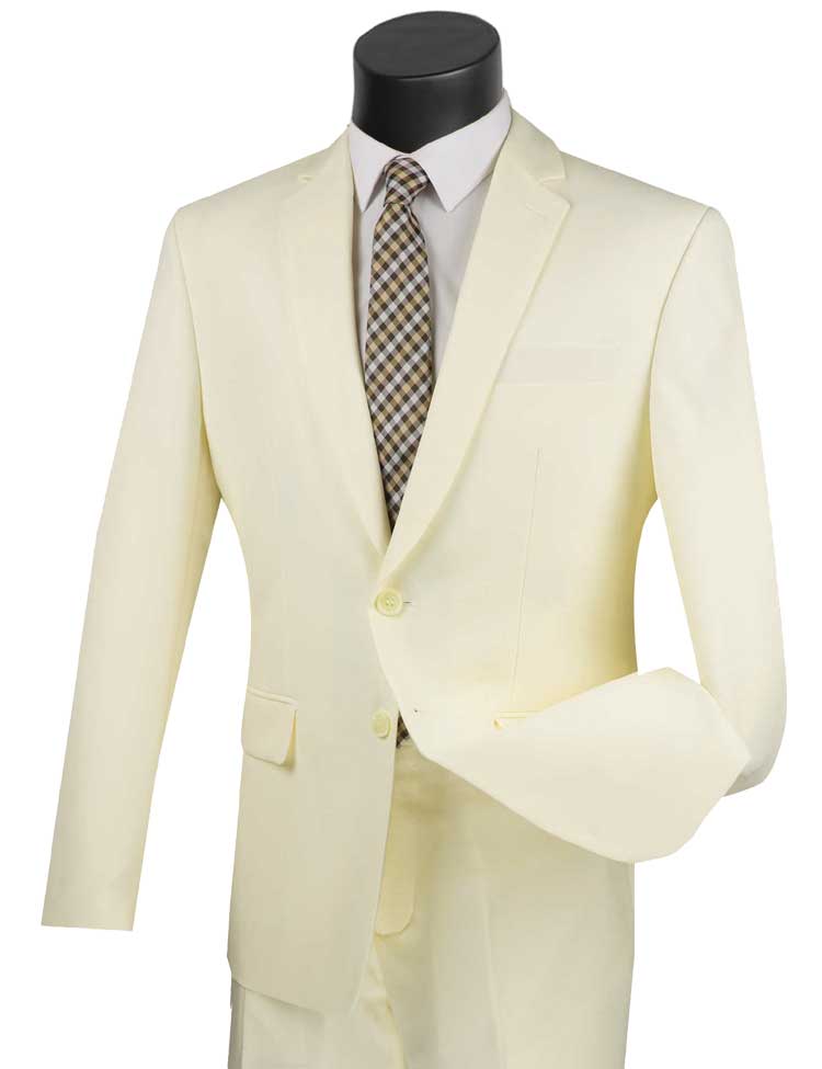 Vinci Slim Fit 2 Piece 2 Button Business Suit (Ivory) S-2PP