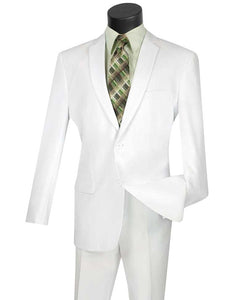 Vinci Slim Fit 2 Piece 2 Button Business Suit (White) S-2PP