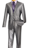 Vinci Shiny Sharkskin 2 Piece 2 Button Slim Fit Suit (Gray) S2RK-5