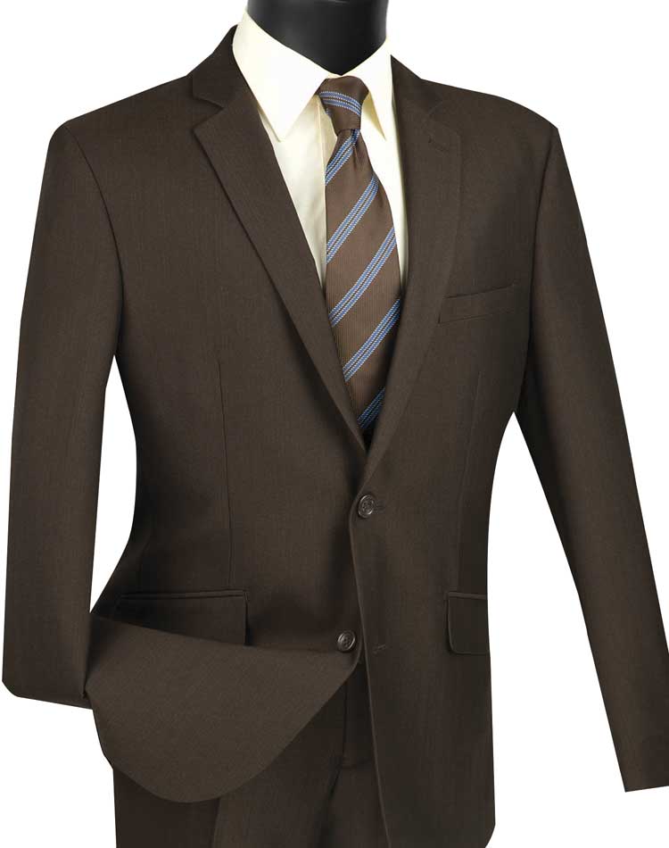 Vinci Slim Fit 2 Piece Suit Single Breasted 2 Button Design (Brown) S2RK-7