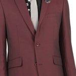 Vinci Slim Fit 2 Piece Suit Single Breasted 2 Button Design (Burgundy) S2RK-7