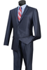 Vinci Slim Fit 2 Piece 2 Buttons Shiny Sharkskin Suit (Blue) S2RR-4