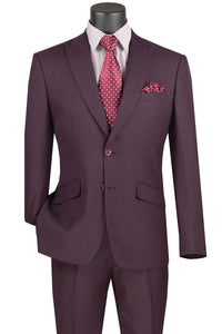 Vinci Slim Fit Suit with Peak Lapel and Stretch Armhole (Burgundy) S2RW-1