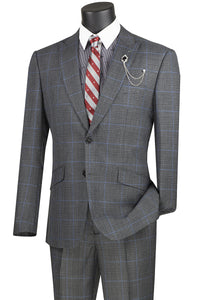 Vinci Slim Fit Suit with Peak Lapel and Stretch Armhole (Charcoal) S2RW-1