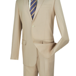Vinci Slim Fit 2 Piece 2 Button Suit (Light Beige) SC900-12