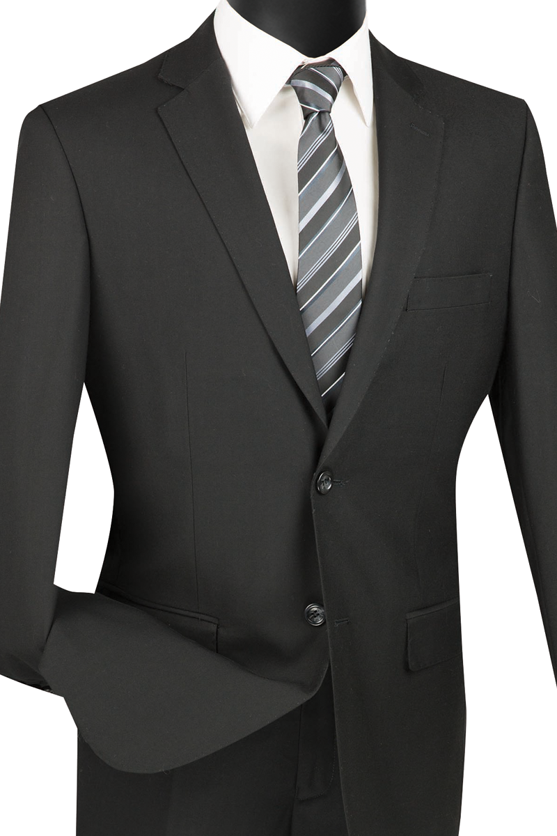 Vinci Slim Fit 2 Piece 2 Button Suit (Black) SC900-12