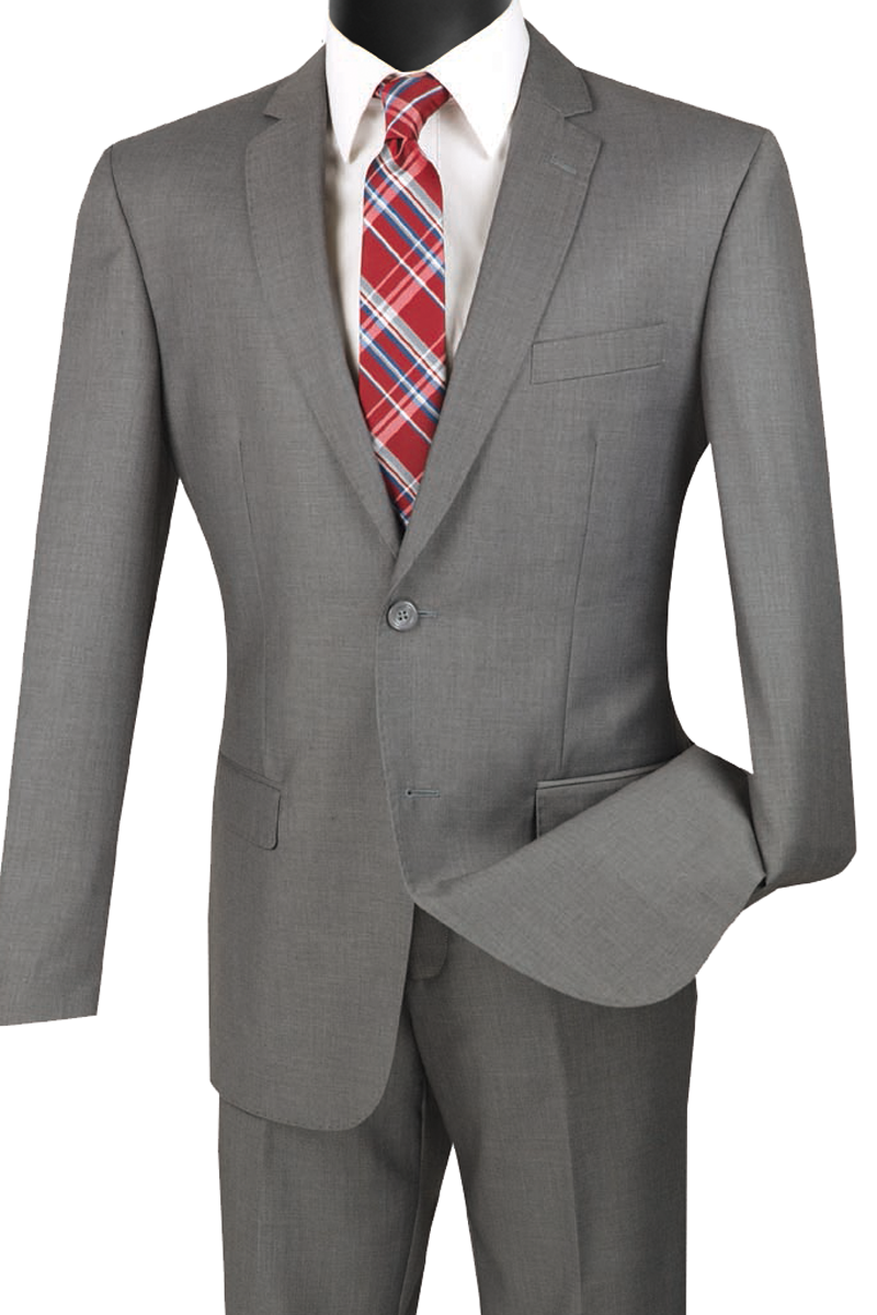 Vinci Slim Fit 2 Piece 2 Button Suit (Gray) SC900-12