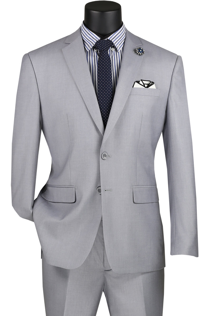Vinci Slim Fit 2 Piece 2 Button Suit (Light Gray) SC900-12