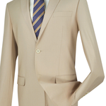 Vinci Slim Fit 2 Piece 2 Button Suit (Light Beige) SC900-12