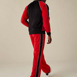 Inserch Velour Color-blocked Jogging Set with Piping Detail SEL900-30 Red