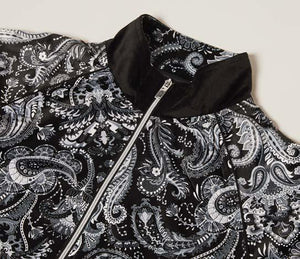 Inserch Velour Paisley Digital Print Jogging Set with Piping Detail SEL901-41 Black/White