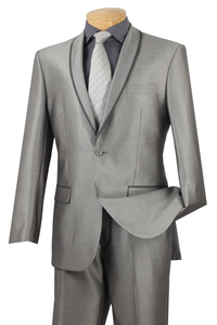 Vinci Slim Fit 2 Piece Tuxedo Shawl Lapel (Gray) SSH-1