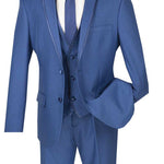 Vinci Slim Fit 2 Button 3 Piece Suit (Blue) SV2T-8