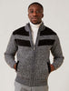 Inserch Marled Yarn Full Zip Sweater with Corduroy Trim SW604-01 Black