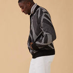 Inserch Sherpa-lined Baseball Collar Full Zip Sweater SW606-01 Black