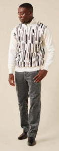 Inserch Geometric Pattern Half-Zip Sweater SW607-02 White