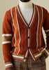 Inserch Cotton Blend Varsity Cardigan with Suede Trim SW901-05 Caramel