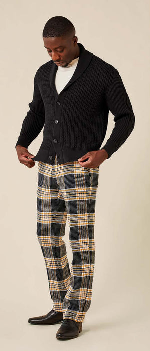 Inserch Cotton Blend Shawl Collar Cardigan Sweater SW902-01 Black