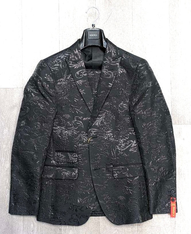 Inserch Floral Jacquard Suit SU800-01 Black